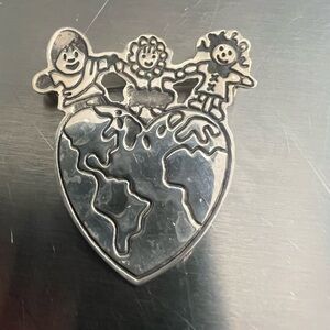 Vintage Sterling Silver “Save The Children” Heart Pin